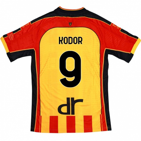 Kandiny Gyermek Jason Kodor #9 Sárga Piros Hazai Jersey 2024/25 Mez Póló Ing