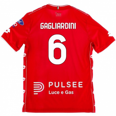 Kandiny Gyermek Roberto Gagliardini #6 Piros Fehér Hazai Jersey 2024/25 Mez Póló Ing