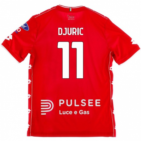 Kandiny Gyermek Milan Djuric #11 Piros Fehér Hazai Jersey 2024/25 Mez Póló Ing