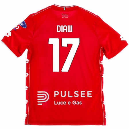 Kandiny Gyermek Davide Diaw #17 Piros Fehér Hazai Jersey 2024/25 Mez Póló Ing