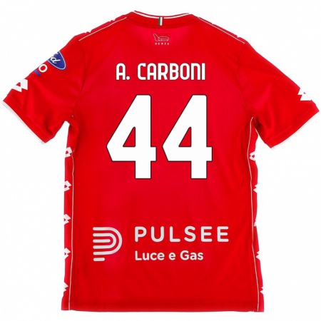 Kandiny Gyermek Andrea Carboni #44 Piros Fehér Hazai Jersey 2024/25 Mez Póló Ing