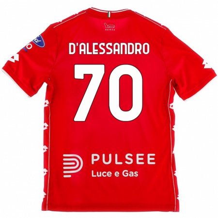 Kandiny Gyermek Marco D'alessandro #70 Piros Fehér Hazai Jersey 2024/25 Mez Póló Ing