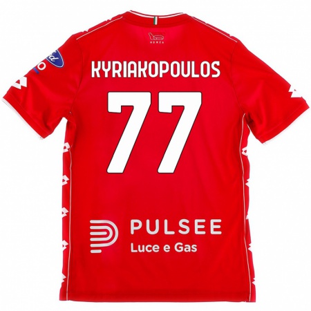 Kandiny Gyermek Georgios Kyriakopoulos #77 Piros Fehér Hazai Jersey 2024/25 Mez Póló Ing