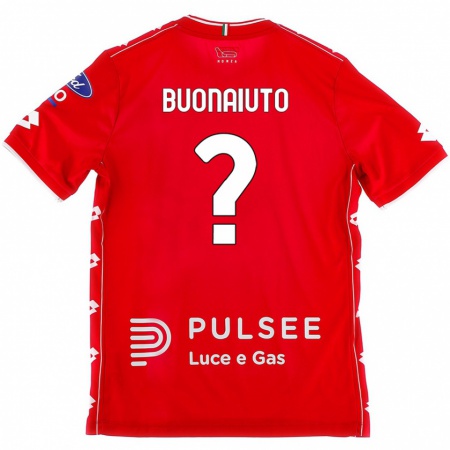 Kandiny Gyermek Marco Buonaiuto #0 Piros Fehér Hazai Jersey 2024/25 Mez Póló Ing