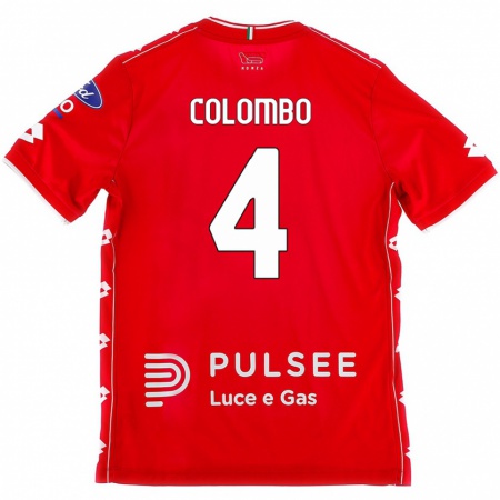 Kandiny Gyermek Leonardo Colombo #4 Piros Fehér Hazai Jersey 2024/25 Mez Póló Ing