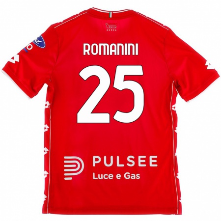 Kandiny Gyermek Andrea Romanini #25 Piros Fehér Hazai Jersey 2024/25 Mez Póló Ing