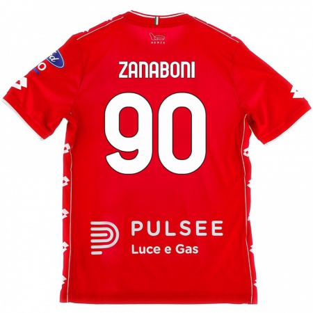 Kandiny Gyermek Emanuele Zanaboni #90 Piros Fehér Hazai Jersey 2024/25 Mez Póló Ing