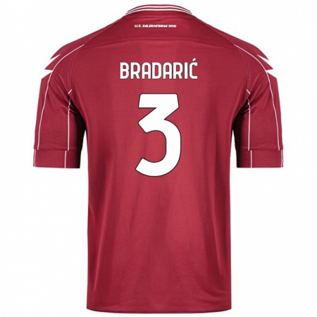 Kandiny Gyermek Domagoj Bradarić #3 Burgundia Hazai Jersey 2024/25 Mez Póló Ing