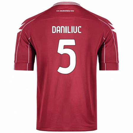 Kandiny Gyermek Flavius Daniliuc #5 Burgundia Hazai Jersey 2024/25 Mez Póló Ing