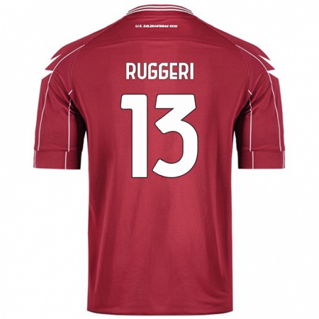 Kandiny Gyermek Fabio Ruggeri #13 Burgundia Hazai Jersey 2024/25 Mez Póló Ing