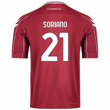 Kandiny Gyermek Roberto Soriano #21 Burgundia Hazai Jersey 2024/25 Mez Póló Ing