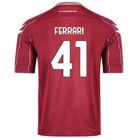 Kandiny Gyermek Tommaso Ferrari #41 Burgundia Hazai Jersey 2024/25 Mez Póló Ing