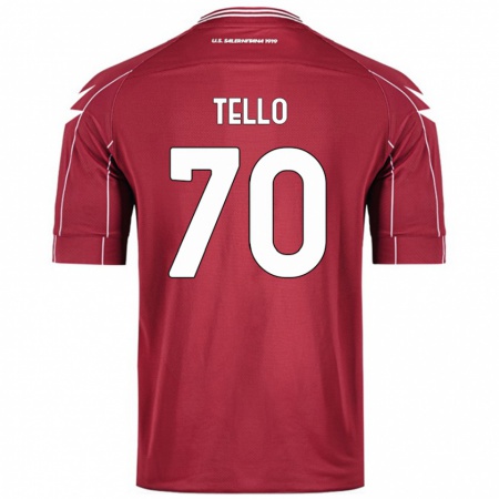 Kandiny Gyermek Andrés Tello #70 Burgundia Hazai Jersey 2024/25 Mez Póló Ing