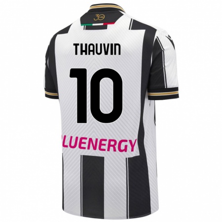 Kandiny Gyermek Florian Thauvin #10 Fehér Fekete Hazai Jersey 2024/25 Mez Póló Ing