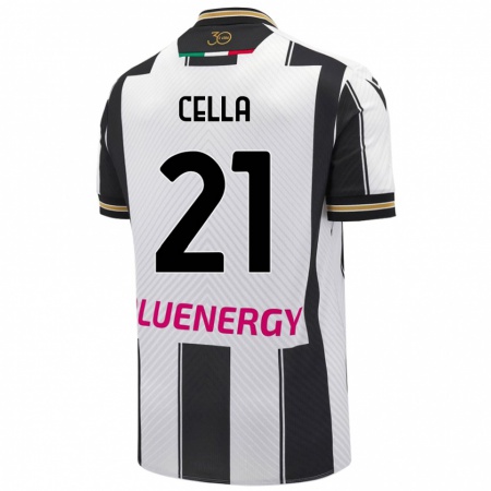 Kandiny Gyermek Leonardo Cella #21 Fehér Fekete Hazai Jersey 2024/25 Mez Póló Ing