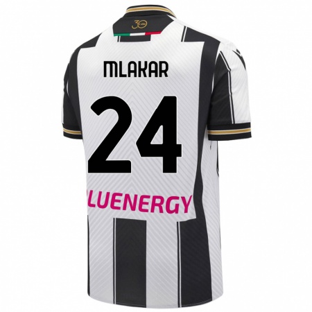 Kandiny Gyermek Lorenzo Mlakar #24 Fehér Fekete Hazai Jersey 2024/25 Mez Póló Ing