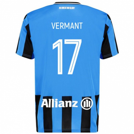 Kandiny Gyermek Romeo Vermant #17 Égszínkék Fekete Hazai Jersey 2024/25 Mez Póló Ing