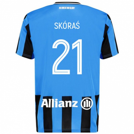 Kandiny Gyermek Michal Skoras #21 Égszínkék Fekete Hazai Jersey 2024/25 Mez Póló Ing