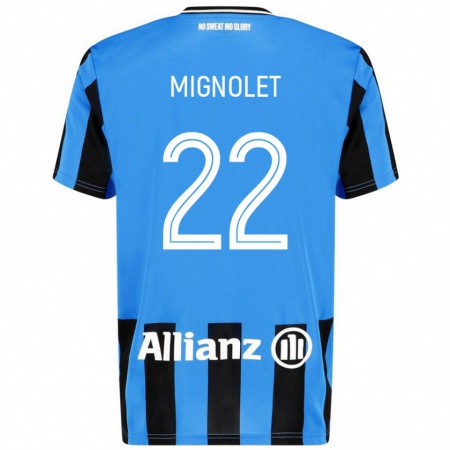 Kandiny Gyermek Simon Mignolet #22 Égszínkék Fekete Hazai Jersey 2024/25 Mez Póló Ing