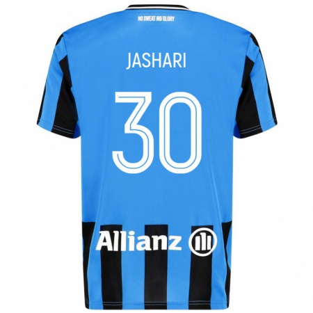 Kandiny Gyermek Ardon Jashari #30 Égszínkék Fekete Hazai Jersey 2024/25 Mez Póló Ing