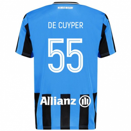 Kandiny Gyermek Maxim De Cuyper #55 Égszínkék Fekete Hazai Jersey 2024/25 Mez Póló Ing