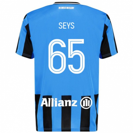 Kandiny Gyermek Joaquin Seys #65 Égszínkék Fekete Hazai Jersey 2024/25 Mez Póló Ing