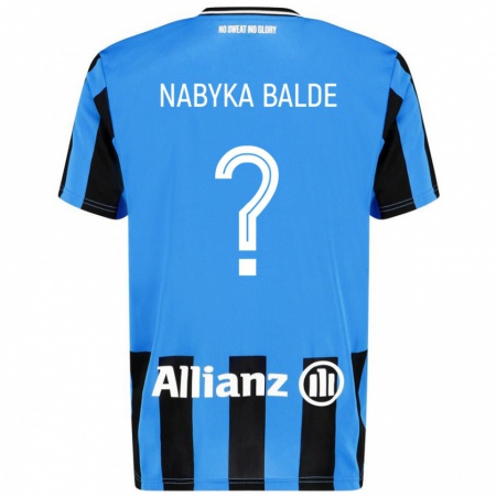 Kandiny Gyermek Mamadou Nabyka Balde #0 Égszínkék Fekete Hazai Jersey 2024/25 Mez Póló Ing