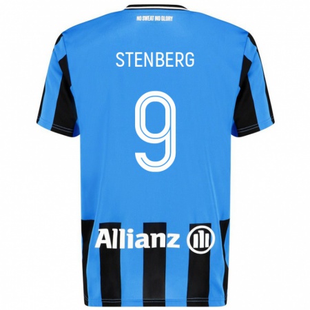 Kandiny Gyermek Hanna Stenberg #9 Égszínkék Fekete Hazai Jersey 2024/25 Mez Póló Ing