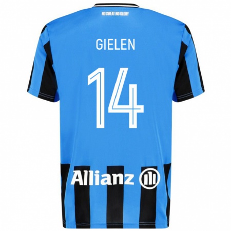 Kandiny Gyermek Sterre Gielen #14 Égszínkék Fekete Hazai Jersey 2024/25 Mez Póló Ing