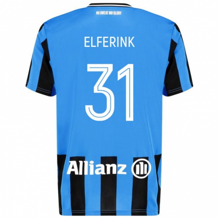 Kandiny Gyermek Marie Elferink #31 Égszínkék Fekete Hazai Jersey 2024/25 Mez Póló Ing