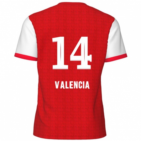 Kandiny Gyermek Anthony Valencia #14 Piros Fehér Hazai Jersey 2024/25 Mez Póló Ing