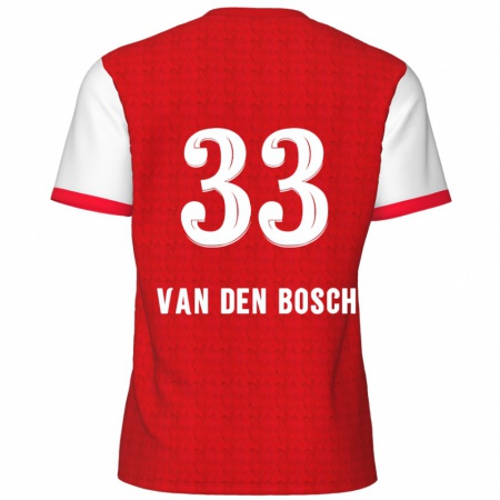 Kandiny Gyermek Zeno Van Den Bosch #33 Piros Fehér Hazai Jersey 2024/25 Mez Póló Ing