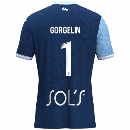 Kandiny Gyermek Mathieu Gorgelin #1 Égszínkék Sötétkék Hazai Jersey 2024/25 Mez Póló Ing