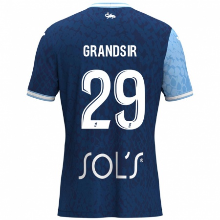 Kandiny Gyermek Samuel Grandsir #29 Égszínkék Sötétkék Hazai Jersey 2024/25 Mez Póló Ing