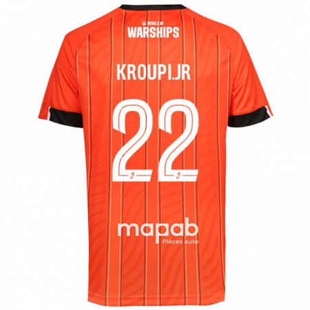 Kandiny Gyermek Eli Junior Kroupi #22 Narancs Hazai Jersey 2024/25 Mez Póló Ing