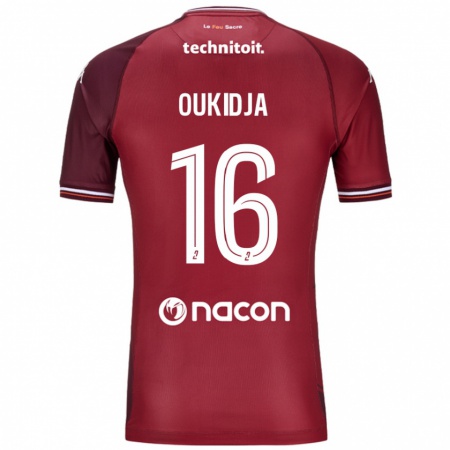 Kandiny Gyermek Alexandre Oukidja #16 Piros Granata Hazai Jersey 2024/25 Mez Póló Ing