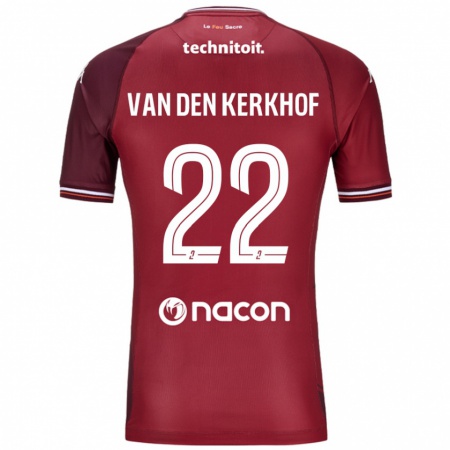 Kandiny Gyermek Kevin Van Den Kerkhof #22 Piros Granata Hazai Jersey 2024/25 Mez Póló Ing