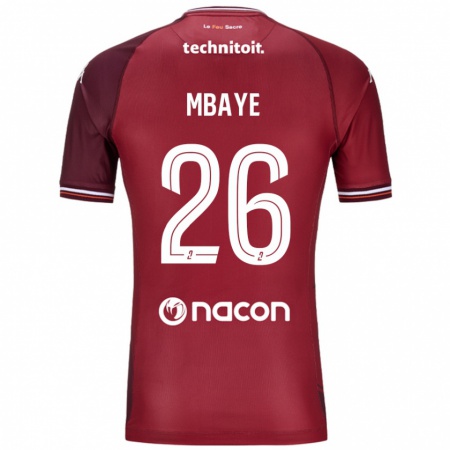 Kandiny Gyermek Malick Mbaye #26 Piros Granata Hazai Jersey 2024/25 Mez Póló Ing