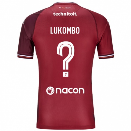 Kandiny Gyermek Joseph Lukombo #0 Piros Granata Hazai Jersey 2024/25 Mez Póló Ing