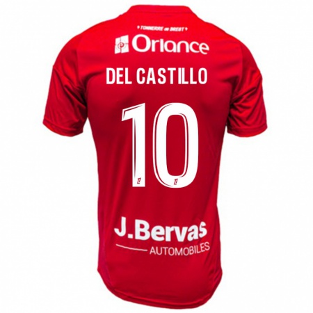 Kandiny Gyermek Romain Del Castillo #10 Piros Fehér Hazai Jersey 2024/25 Mez Póló Ing