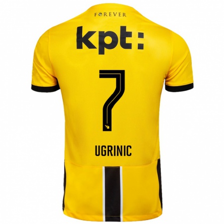 Kandiny Gyermek Filip Ugrinic #7 Sárga Fekete Hazai Jersey 2024/25 Mez Póló Ing