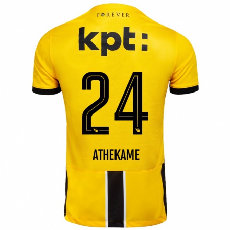 Kandiny Gyermek Zachary Athekame #24 Sárga Fekete Hazai Jersey 2024/25 Mez Póló Ing