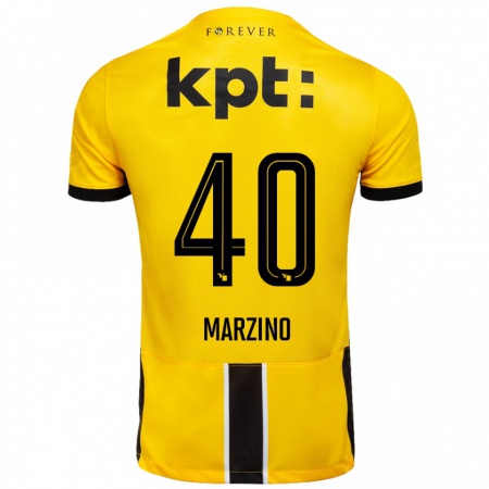 Kandiny Gyermek Dario Marzino #40 Sárga Fekete Hazai Jersey 2024/25 Mez Póló Ing