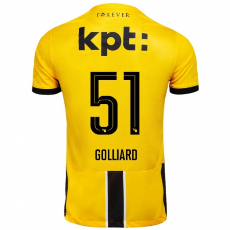 Kandiny Gyermek Théo Golliard #51 Sárga Fekete Hazai Jersey 2024/25 Mez Póló Ing