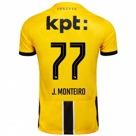 Kandiny Gyermek Joël Monteiro #77 Sárga Fekete Hazai Jersey 2024/25 Mez Póló Ing