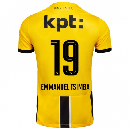 Kandiny Gyermek Felix Emmanuel Tsimba #19 Sárga Fekete Hazai Jersey 2024/25 Mez Póló Ing