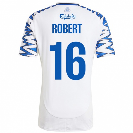 Kandiny Gyermek Robert #16 Fehér Ég Kék Hazai Jersey 2024/25 Mez Póló Ing