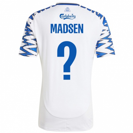 Kandiny Gyermek Noah Madsen #0 Fehér Ég Kék Hazai Jersey 2024/25 Mez Póló Ing