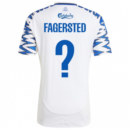 Kandiny Gyermek Johan Fagersted #0 Fehér Ég Kék Hazai Jersey 2024/25 Mez Póló Ing