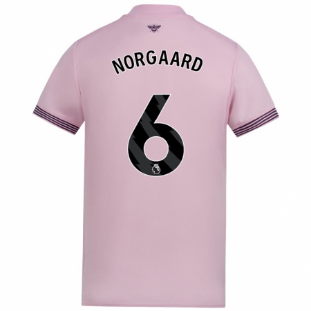 Kandiny Gyermek Christian Nørgaard #6 Rózsaszín Idegenbeli Jersey 2024/25 Mez Póló Ing